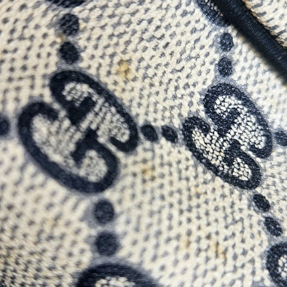 GUCCI BOSTON BAG VINTAGE SHERRY LINE GG SUPREME CANVAS NAVY RED UNISEX - Picture 11 of 13